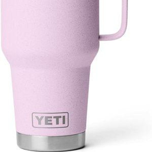 YETI Rambler 35 oz Tumbler with Handle and Straw Lid, Travel Mug Water Tumbler, Vacuum Insulated Cup with Handle, Stainless Steel, Cherry Blossom - Textured