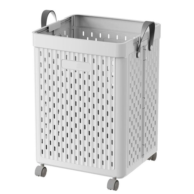 UAK Laundry Basket with Wheels, Collapsible Plastic Laundry Hamper with Handle, Foldable Laundry Basket Organizer for Laundry and Bathroom (Soft Gray, XXXL)