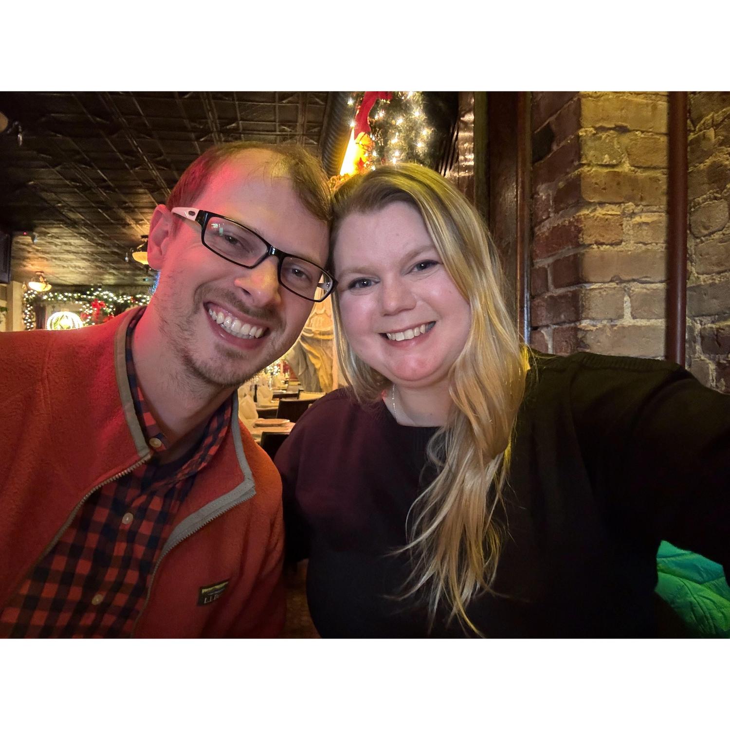 Dinner at a restaurant in Little Italy, NYC, over the holidays.