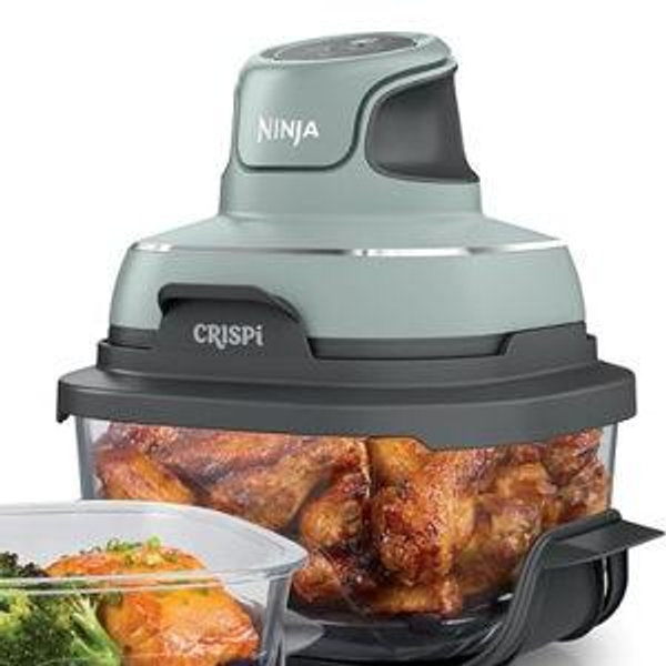 Ninja Crispi 4-in-1 Glass Air Fryer | 450°F | Non-Toxic | 4QT & 6-Cup Glass Containers w/Lids | Microwave, Freezer, Dishwasher Safe | Max Crisp, Air Fry, Bake, Recrisp | Green | FN101SG