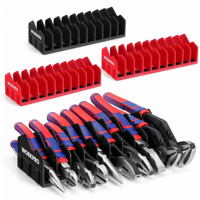 WORKPRO 4-Pack Plier Organizer Rack, Pliers Holder and Cutter Organizers with Non-Slip Rubber Base, 40-Slot Tool Box Organizer, Tool Drawer Organizer, Tool Storage, Plier Rack (Pliers Not Included)