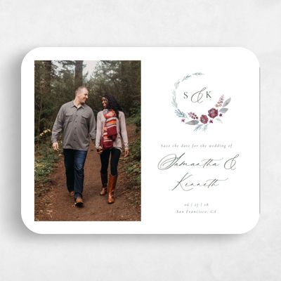 White Rounded Wedding Save the Date - Arlington Photo