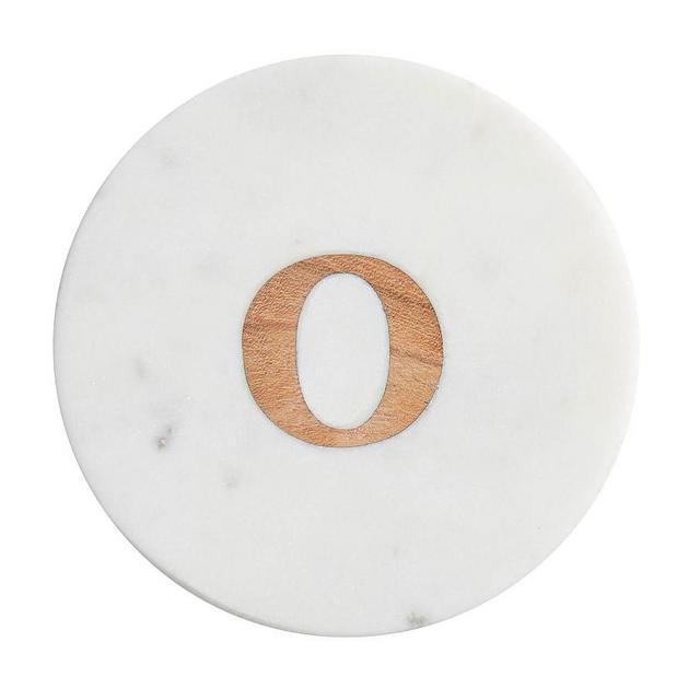 Alphabet Marble and Wood Coasters (O) - Set of 4 | Bar Accessories | Pottery Barn