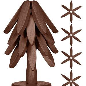Wooden Cup Coaster Set - 4 Wooden Trivets + 1 Stand (Brown)