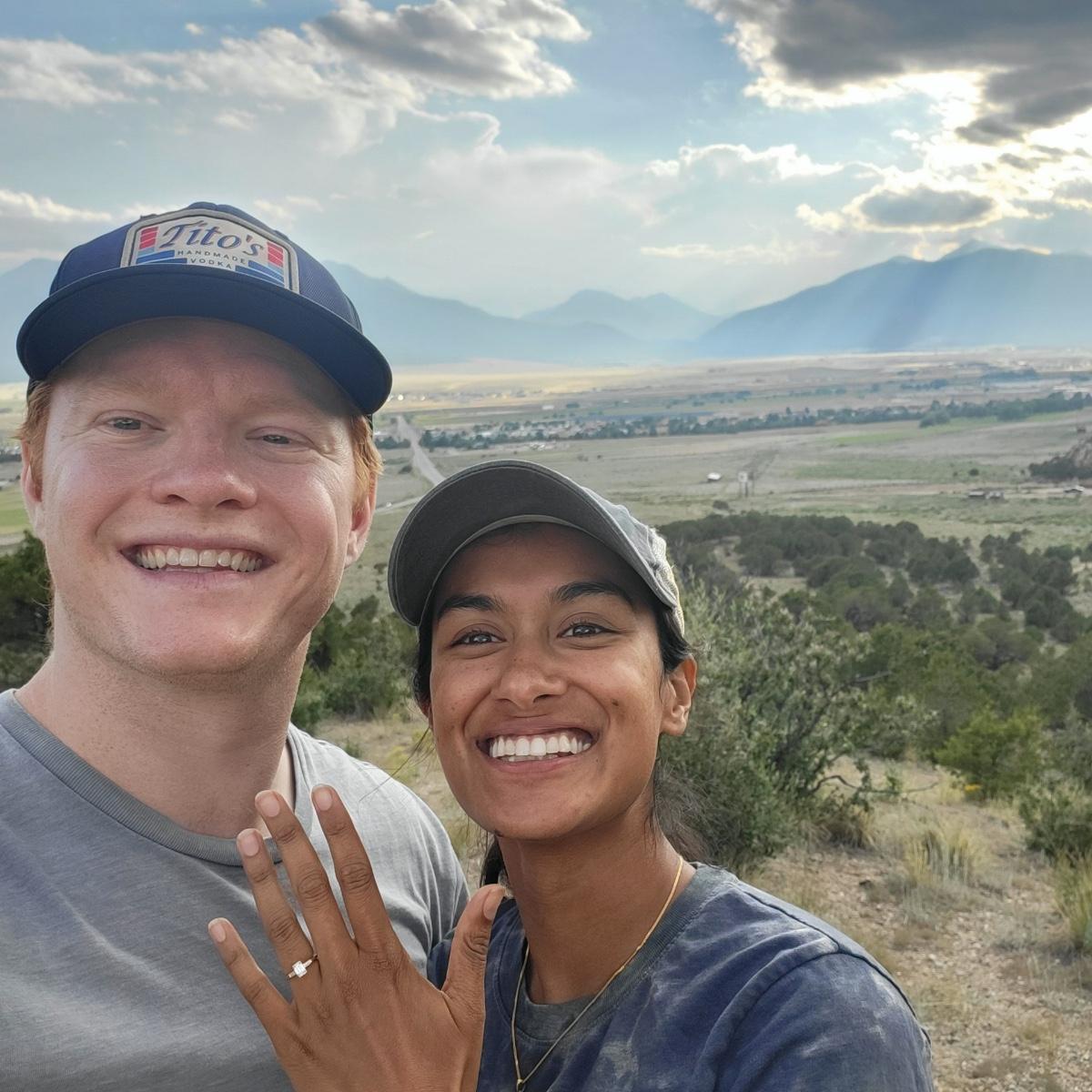 Watching the sunset over the Collegiate Peaks during a camping trip, she said yes!