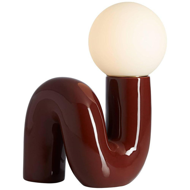 360 Lighting Fondant 11 3/4" Small Mid Century Modern Accent Table Lamp Chocolate Brown Ceramic Single Glass White Shade Living Room Bedroom Bedside Nightstand House Office Home Reading