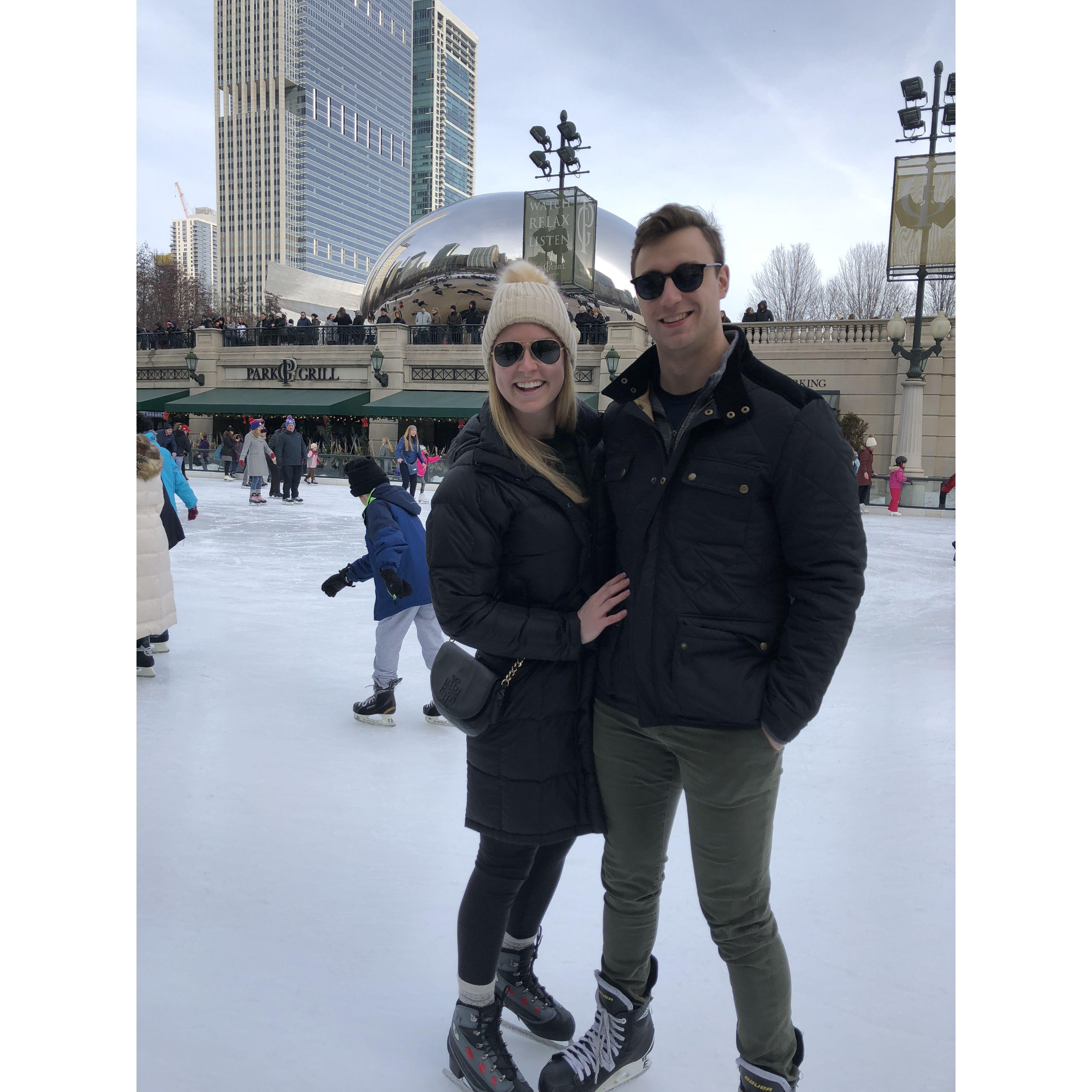 Ice skating in Chicago