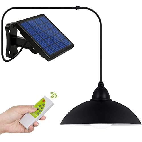 Solar Lights Outdoor, LOZAYI IP65 Waterproof Solar Light,Remote Control 16.4Ft Cord LED Shed Light Pendant Light with Adjustable Solar Panel for Garden Patio Home Decorate-Cool White