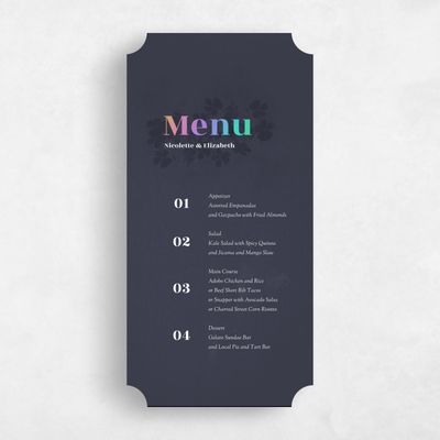Blue Ticket Wedding Menu - Reverie