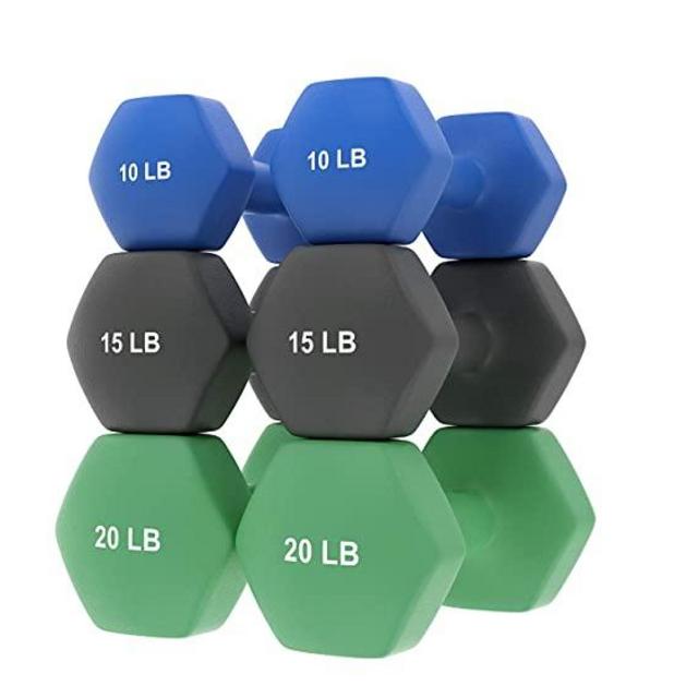 Epic Fitness Neoprene Dumbbells Weights 90Lb Set 10 Lb 15 Lb 20 Lb