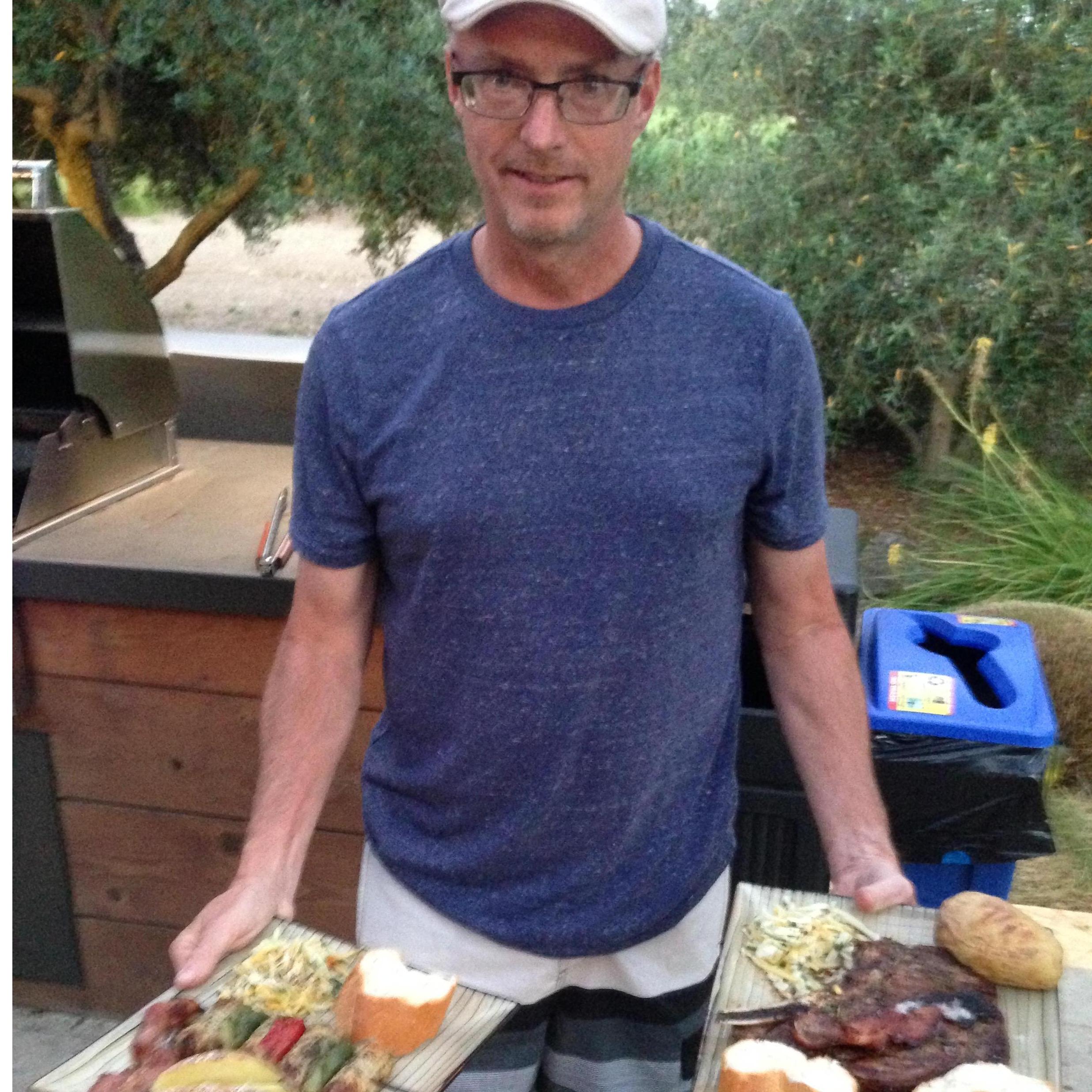 Steve made me a beautiful dinner during our Napa Valley trip. This is at Black Stallion Winery.