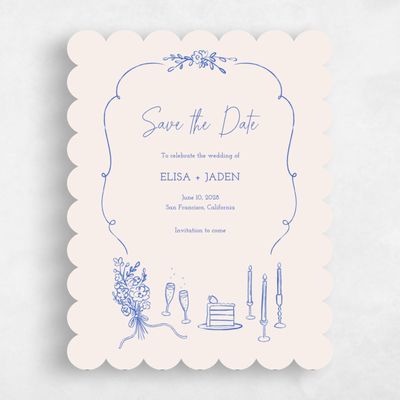 Blue Scalloped Wedding Save the Date - Finley Portrait