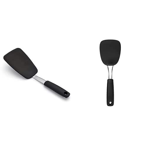 OXO Good Grips Large Silicone Flexible Turner & 65191 Good Grips Nylon Flexible Turner, Black