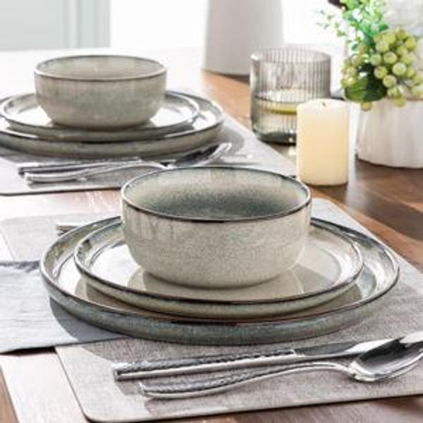 GBHOME Ceramic Dinnerware Sets for 12, 36 Pieces Stoneware Plates and Bowls Sets, Reactive Glaze Dishes -Scratch Resistant, Dishwasher&Microwave Safe, Green Wheat