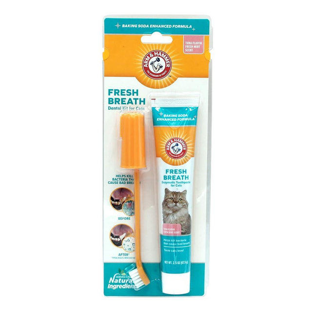 Arm & Hammer for Pets Dental Kit for Cats | Eliminates Bad Breath | 3 Piece Set Includes Cat Toothpaste, Cat Toothbrush & Cat Fingerbrush in Tasty Tuna Flavor,2.5 ounces