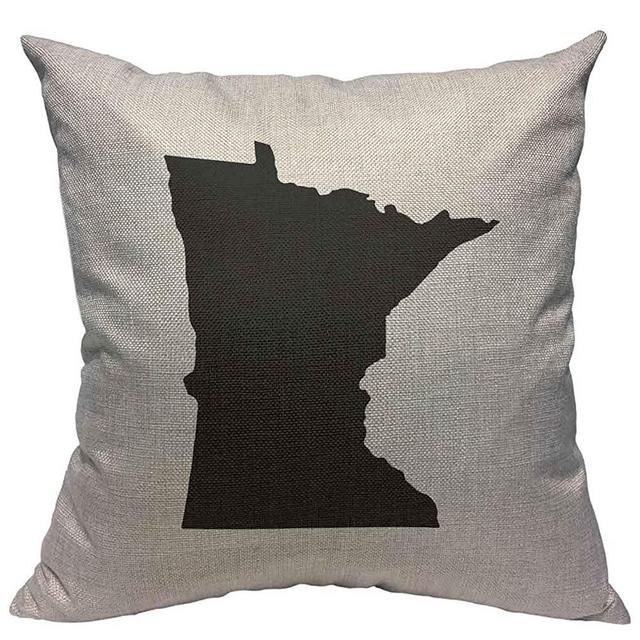 VERSUSWOLF Throw Pillow Covers Black Icon Map of The U State Minnesota On White Abstract America Cotton Linen Decorative Square Pillowcases Cushion Cover 18 X 18 Inch