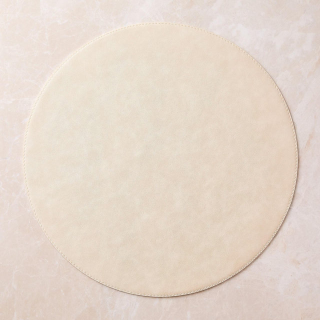 Easy-Care Round Faux Leather Placemats | Set of 8, Ivory