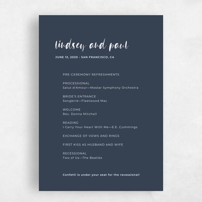 Blue Simple Wedding Program - Lyons