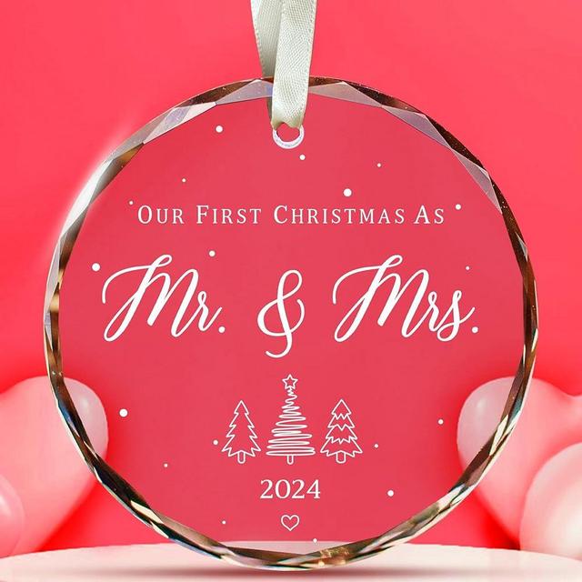 Wedding Gifts - Mr and Mrs Gifts - Wedding Gifts for Couples 2024, Wedding Gifts for Couple, Wedding Gifts for Bride - Future Mr and Mrs Gifts - 1st Married Bridal Shower Gifts - Glass Ornament