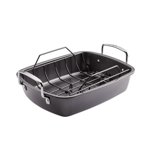 Circulon Carbon Steel 2 Pc. Ultra-lasting 18" x 13.25" Nonstick Roasting Pan with Easy Serve Rack