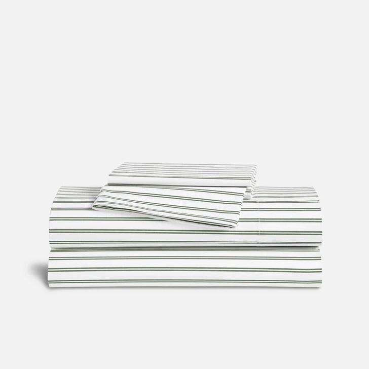 Luxe Sateen Core Sheet Set, Queen - Tandem Stripe in Fresh Moss