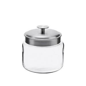 Anchor Hocking Montana Glass Jars with Fresh Sealed Lids, Brushed Metal, 64 oz (Set of 2)