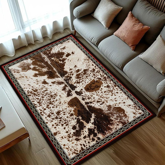 Brown Rustic Western Star Modern Southwestern Rug - 3x5 ft, Non-Slip for Hallway, Kitchen, Living Room, Bedroom
