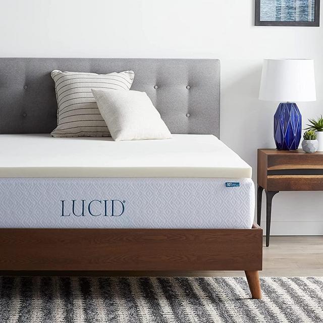 LUCID 2 Inch Traditional Foam Mattress Topper - Hypoallergenic - Ventilated - Conforming Support - California King