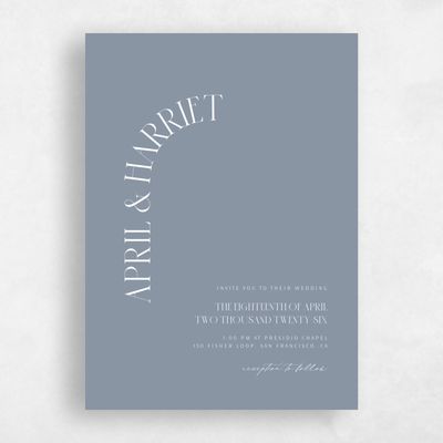 Dusty Blue Wedding Invitation - Andes Portrait