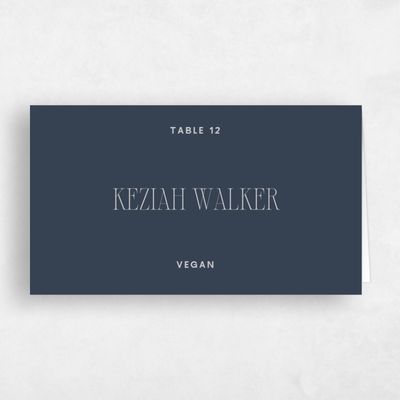 Grayed Navy, Blue Wedding Place Card - Solange Vegan