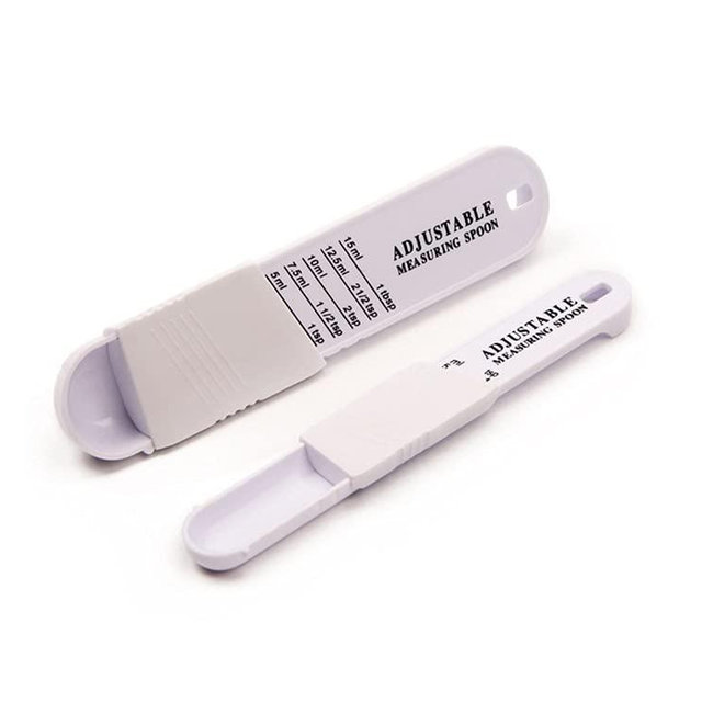 2-Piece Premium WinAimer Kitchen Adjustable Teaspoon And Tablespoon Set, Plastic, Measuring Spoon for Baking, Cooking Powder, Dry and Liquid Ingredient (White)