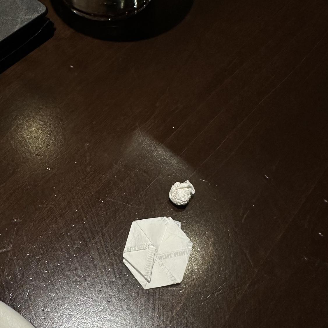 He catapulted a straw wrapper over another booth, over another person’s head! Yes, it was embarrassing.