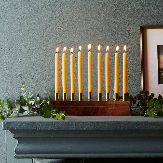 Handcrafted Walnut & Brass Menorah