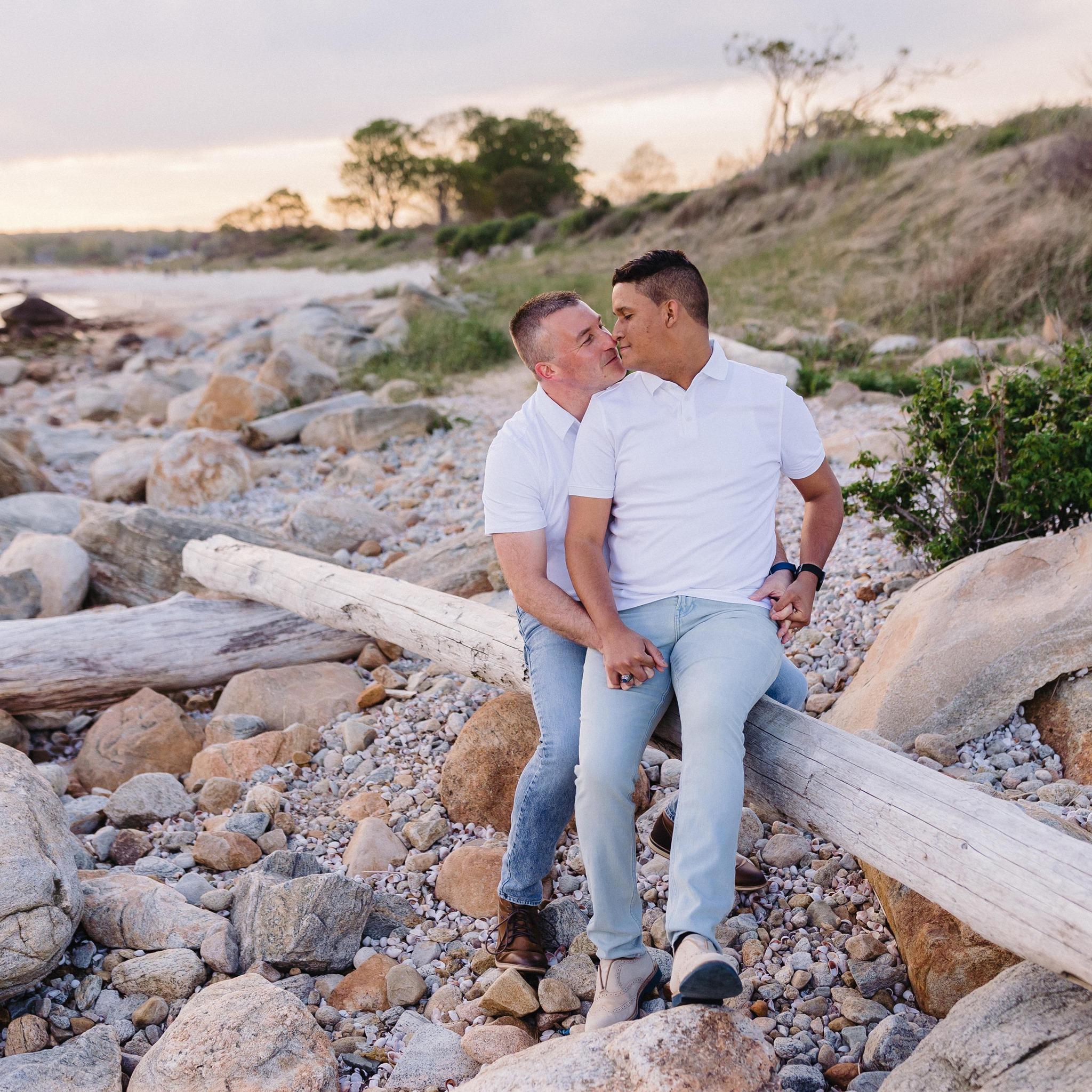 Our engagement photos taken at Harkness Park Beach.  It was such a beautiful sunset!