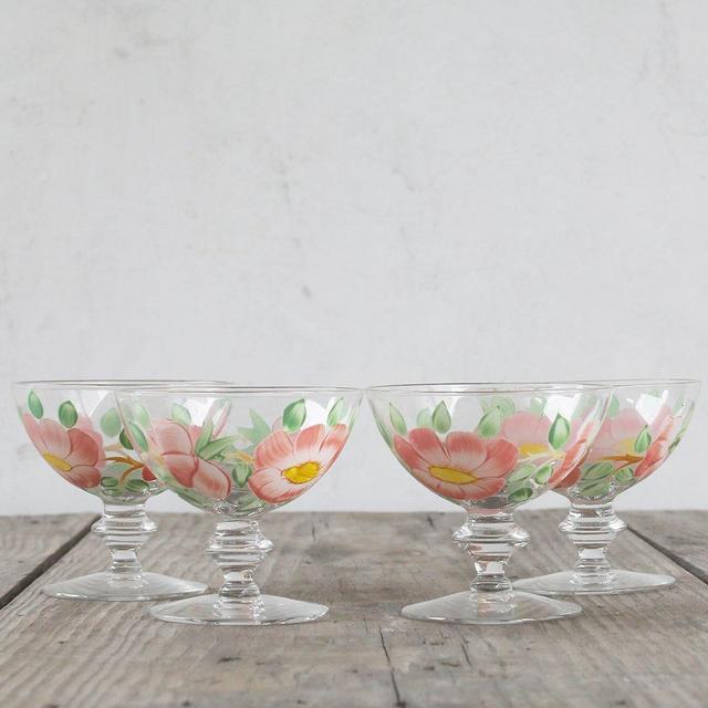 Vintage Painted Glass Set