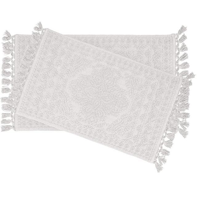 French Connection Bath Rugs, 17 in. x 24 in./20 in. x 34 in, White