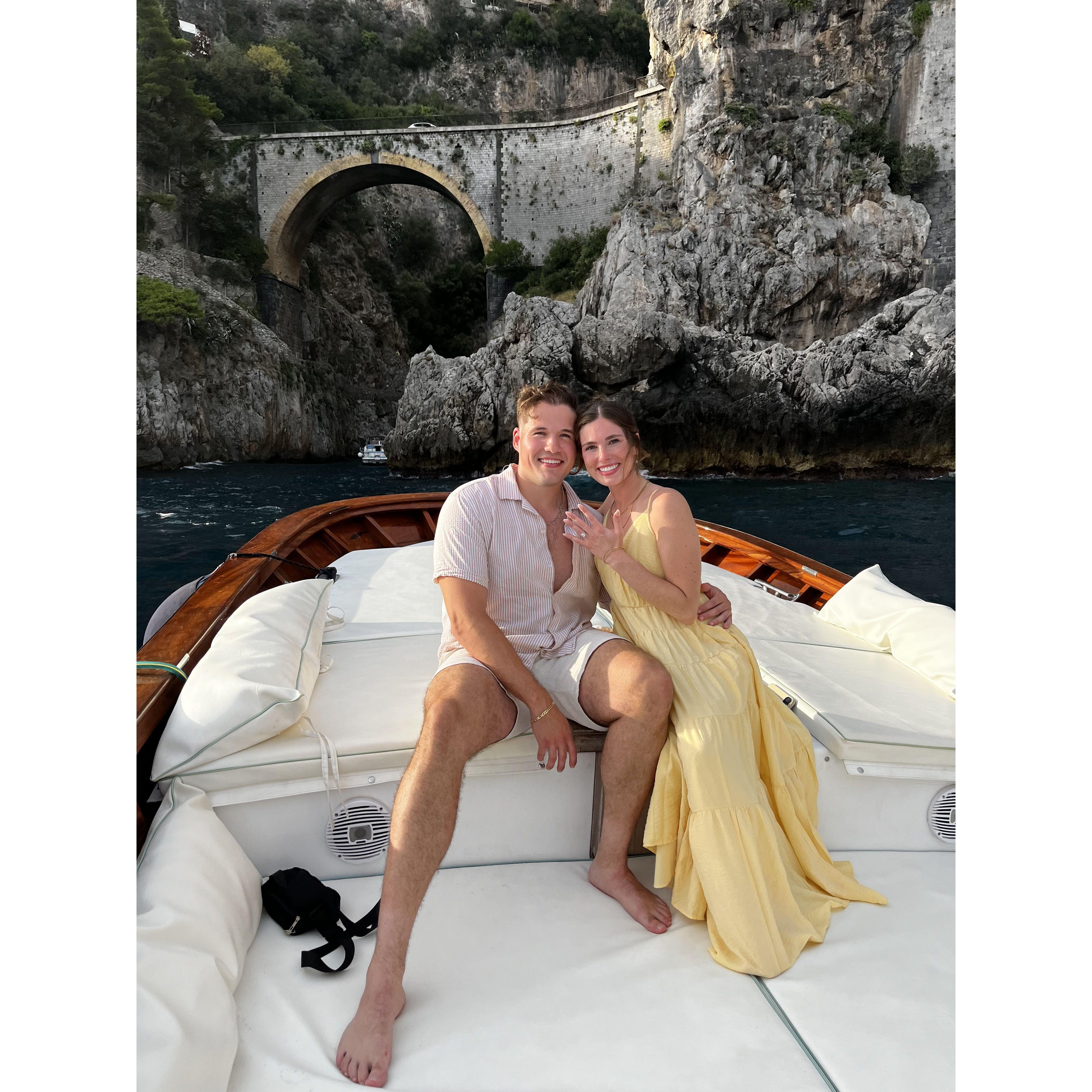 Surprised with a sunset boat cruise on the Amalfi coast.... She said yes!