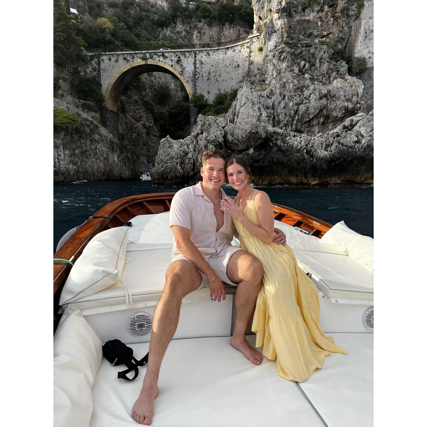Surprised with a sunset boat cruise on the Amalfi coast.... She said yes!