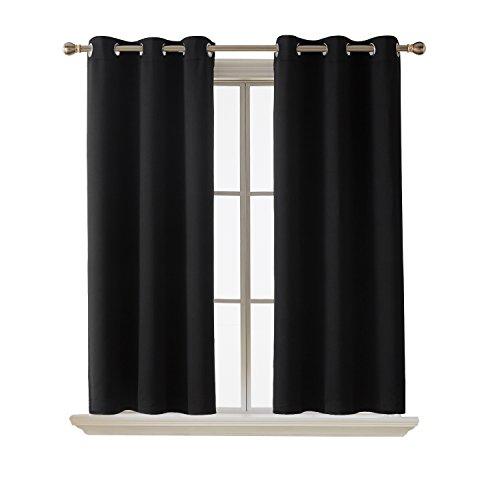Deconovo Room Darkening Thermal Insulated Blackout Grommet Window Curtain for Living Room, Black,42x63-inch,1 Panel