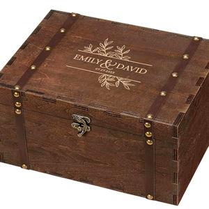 AW BRIDAL Large Personalized Wedding Keepsake Box for Memories, Wooden Storage Box with Lid for Jewelry, Engagement Bridal Shower Gifts for Couples//DK2201CPP63//