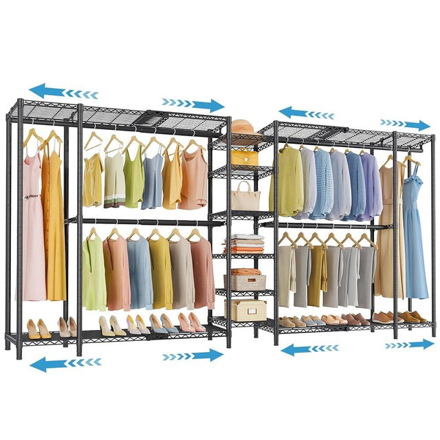 VIPEK X5 Extra Large Expandable Clothes Rack Adjustable from 7'8" to 10'5", Reach-in Closet Metal Clothing Racks Walk-in Freestanding Wardrobe Portable Closets, Black
