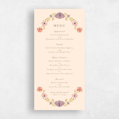 Buttercream, Orange Wedding Menu - Terra