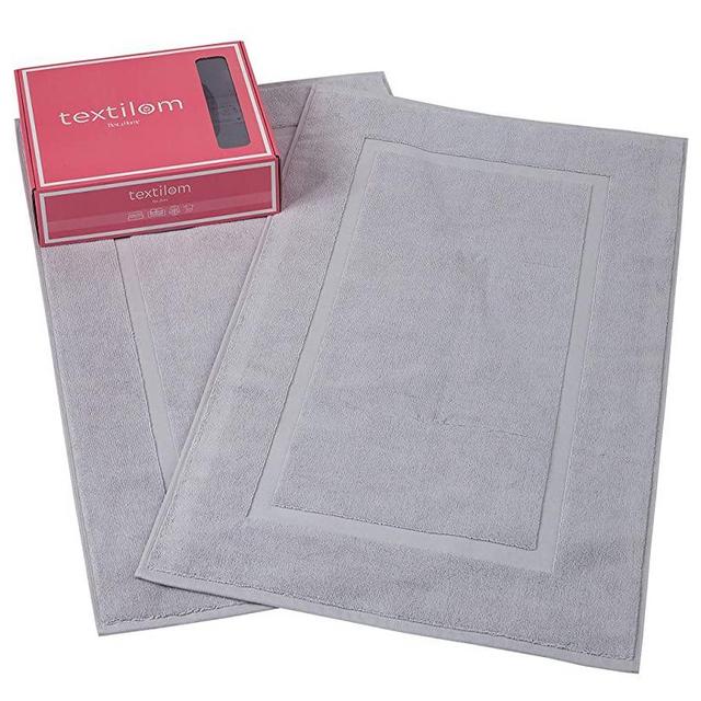 Textilom Luxury 2 Pack Banded Cotton Bath Mats for Bathroom Floor [ Hotel, Spa, Tub, Shower Bath Mat Floor Towel Set -900 GSM ], Machine Washable & Soft & Absorbent & Quick Dry (20''x34'')- Light Grey