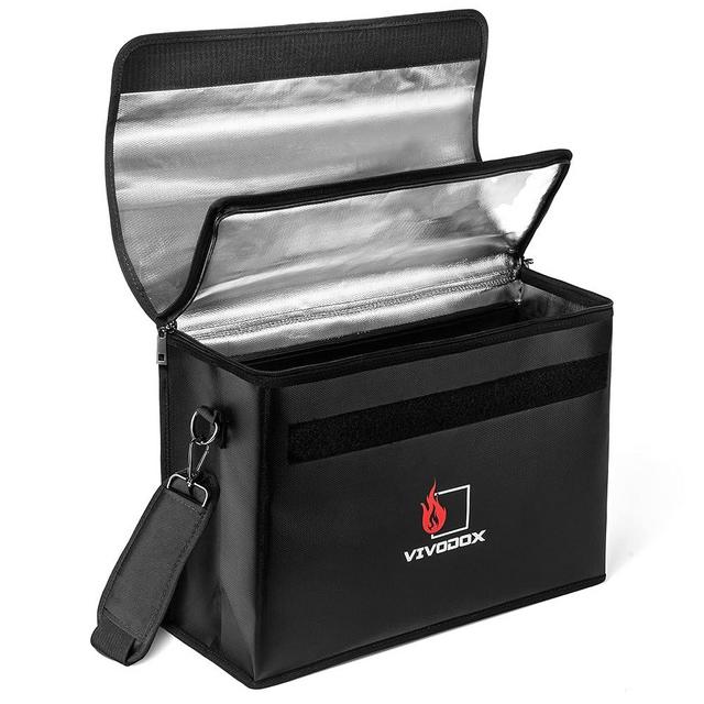 Vivodox Fireproof Document Bag - Large (17" x 12" x 6") Fireproof Waterproof Storage for Binders, Legal Size Documents and Valuables, Heavy Duty Lightweight Briefcase for Home or Office