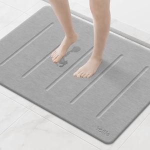 Yolife Stone Bath Mat Large, 32" x 20" Diatomaceous Earth Bath Mat for Bathroom, Super Absorbent Quick Drying Bathroom Stone Mat, Non-Slip Diatomite Shower Mat, Easy to Clean, Light Grey