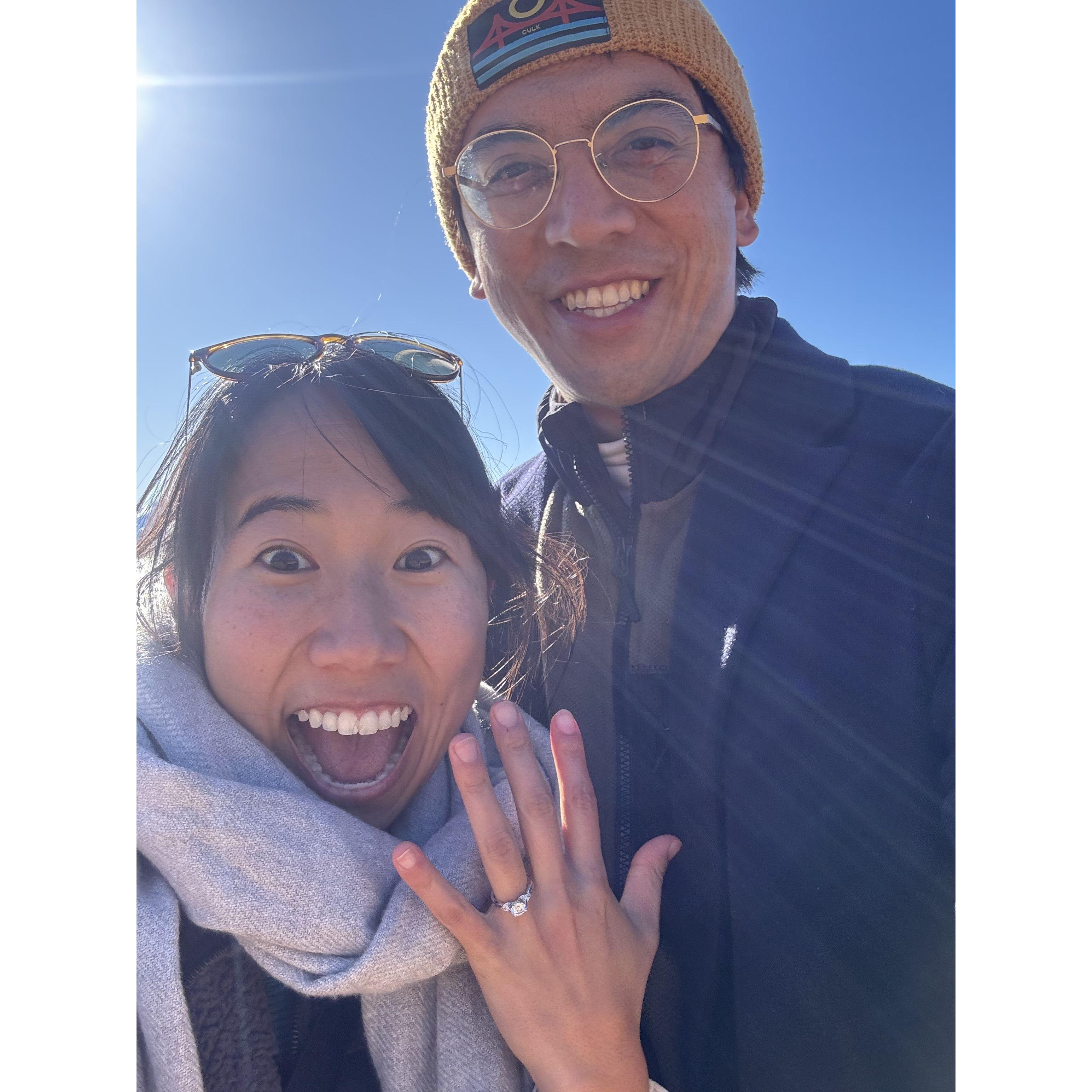 We got engaged during a Lake Tahoe ski & snowboard trip!