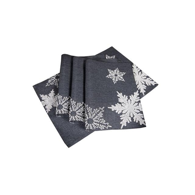 Xia Home Fashions Glisten Snowflake Embroidered Christmas Placemats, 14" x 20", Set of 4