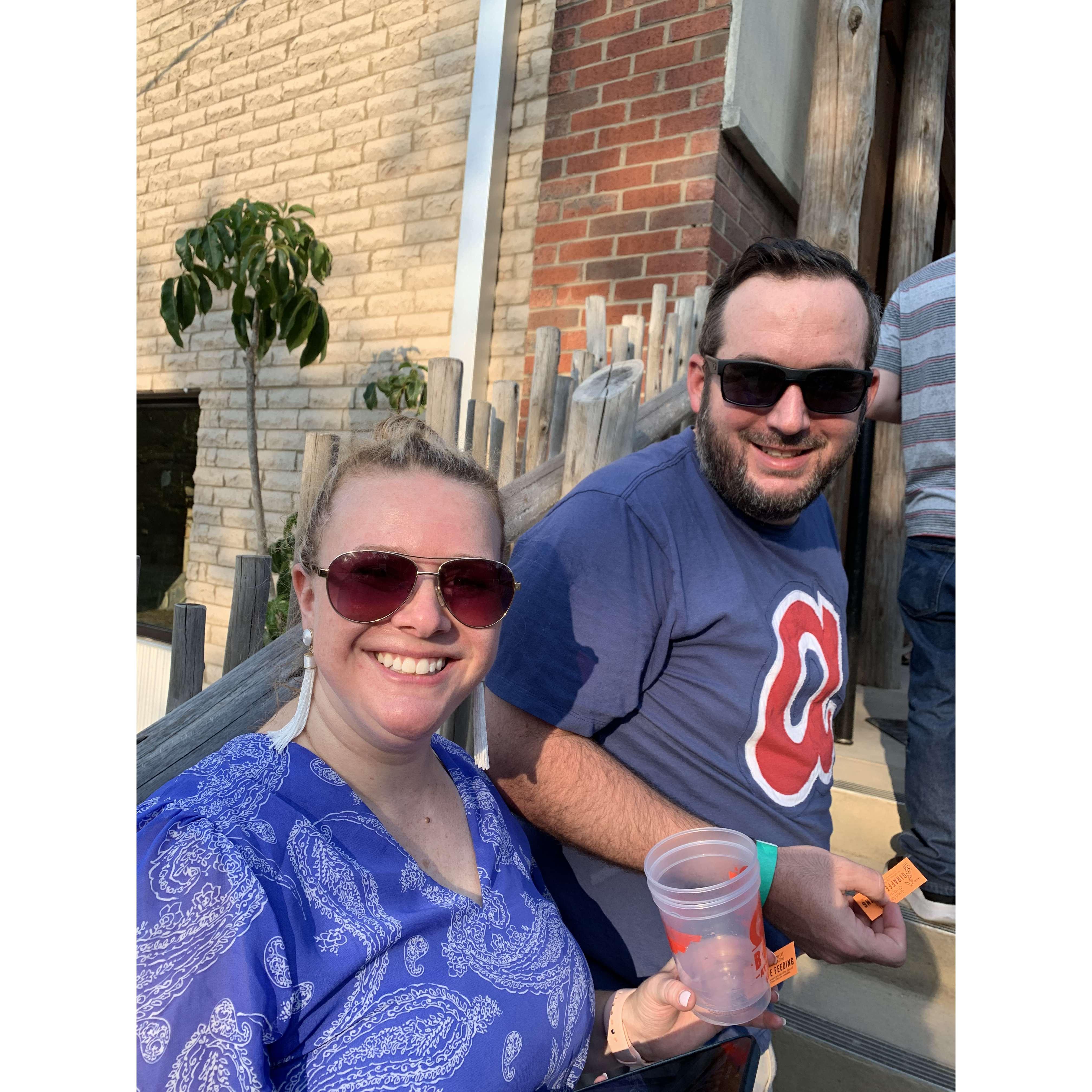 BBQ and Brews at the Chattanooga Zoo. About to feed some Giraffes.