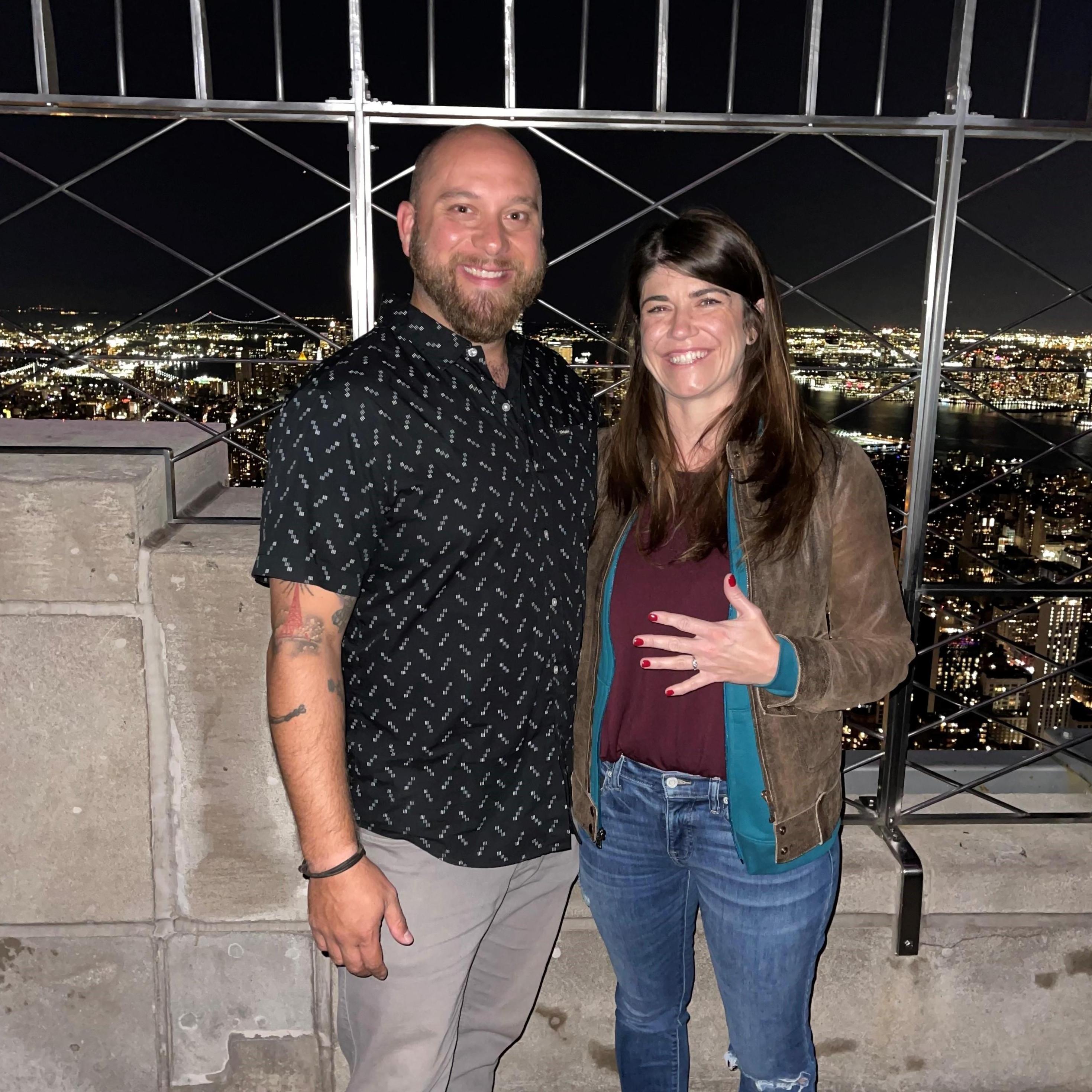 Taking a cue from Lara's most favorite movies, Sleepless in Seattle, An Affair to Remember, and King Kong, Tom proposed on top of the Empire State Building on October 1st, 2021