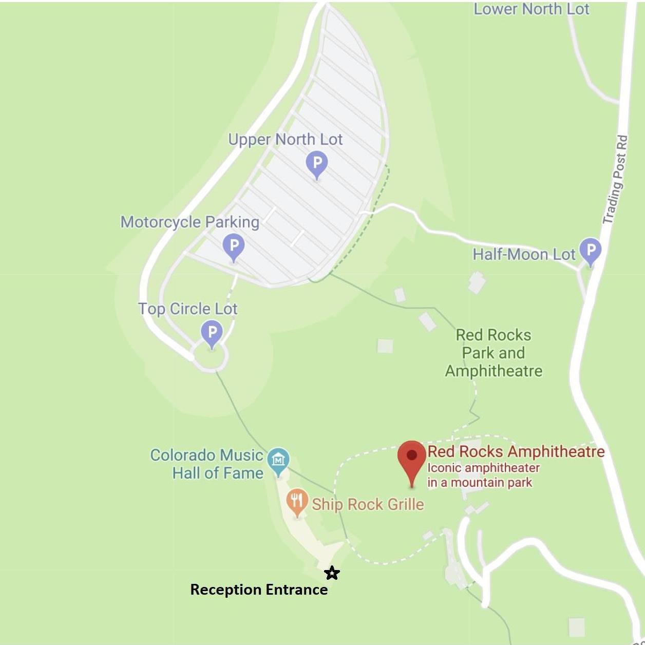 Please park in the Upper North Lot for the Reception, or drop guests off in the Top Circle Lot.